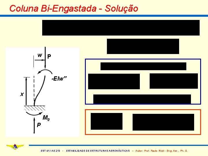 Coluna Bi-Engastada - Solução w P -EIw” x M 0 P EST 41 /