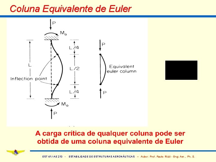 Coluna Equivalente de Euler EST 41 / AE 213 - ESTABILIDADE DE ESTRUTURAS AERONÁUTICAS