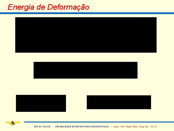 Energia de Deformação EST 41 / AE 213 - ESTABILIDADE DE ESTRUTURAS AERONÁUTICAS –