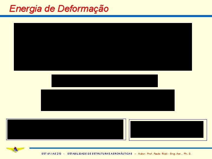 Energia de Deformação EST 41 / AE 213 - ESTABILIDADE DE ESTRUTURAS AERONÁUTICAS –