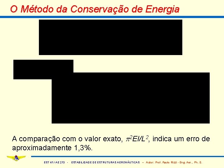 O Método da Conservação de Energia A comparação com o valor exato, p 2