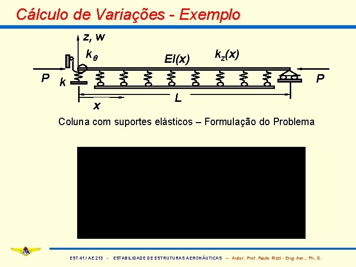 Cálculo de Variações - Exemplo z, w kq EI(x) kz(x) P k P x