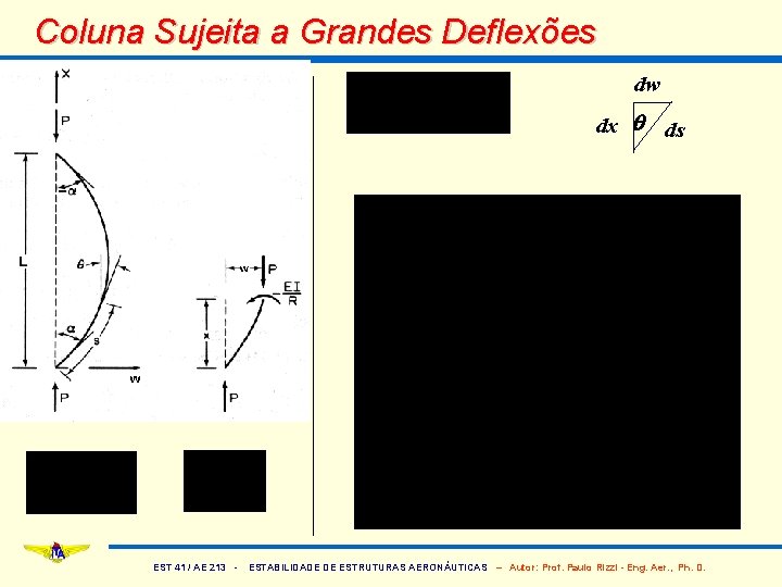 Coluna Sujeita a Grandes Deflexões dw dx q EST 41 / AE 213 -