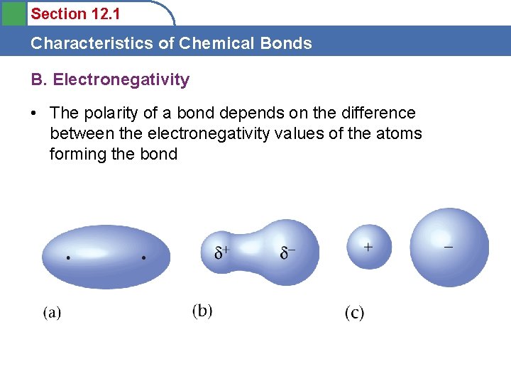 Section 12. 1 Characteristics of Chemical Bonds B. Electronegativity • The polarity of a