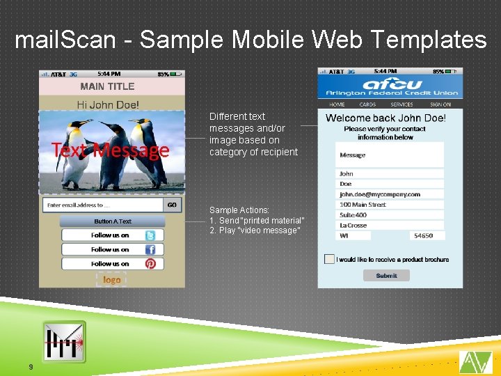 mail. Scan - Sample Mobile Web Templates Different text messages and/or image based on