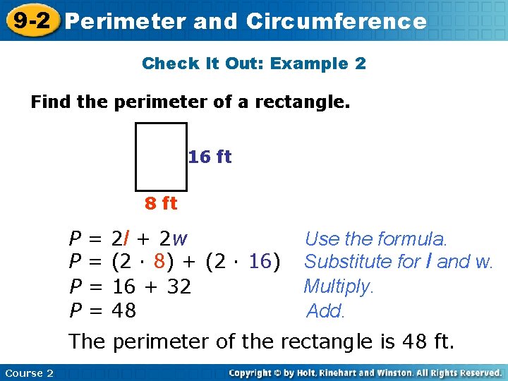 9 -2 Perimeter Insert Lesson Here and Title Circumference Check It Out: Example 2