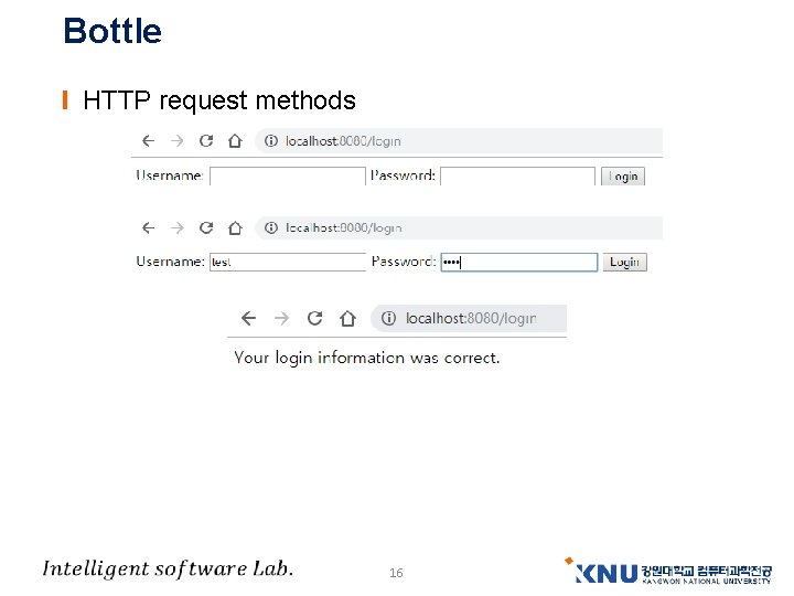Bottle HTTP request methods 16 Bottle HTTP request methods 16