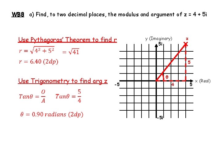 WB 8 a) Find, to two decimal places, the modulus and argument of z