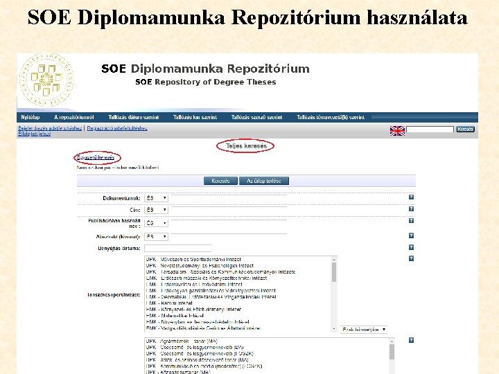 SOE Diplomamunka Repozitórium használata 