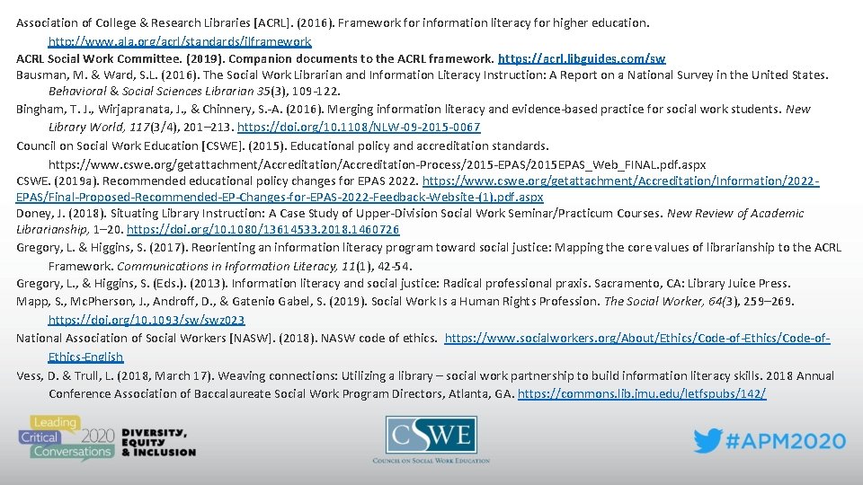 Association of College & Research Libraries [ACRL]. (2016). Framework for information literacy for higher