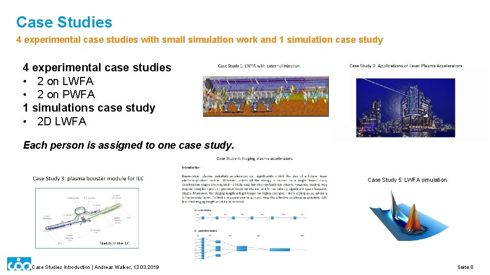 Case Studies 4 experimental case studies with small simulation work and 1 simulation case