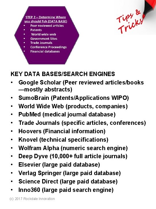 KEY DATA BASES/SEARCH ENGINES • Google Scholar (Peer reviewed articles/books —mostly abstracts) • Sumo.