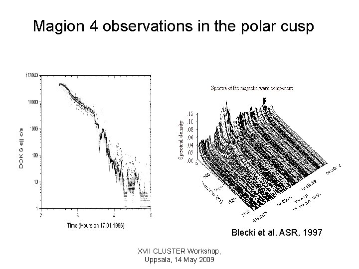 Magion 4 observations in the polar cusp Blecki et al. ASR, 1997 XVII CLUSTER