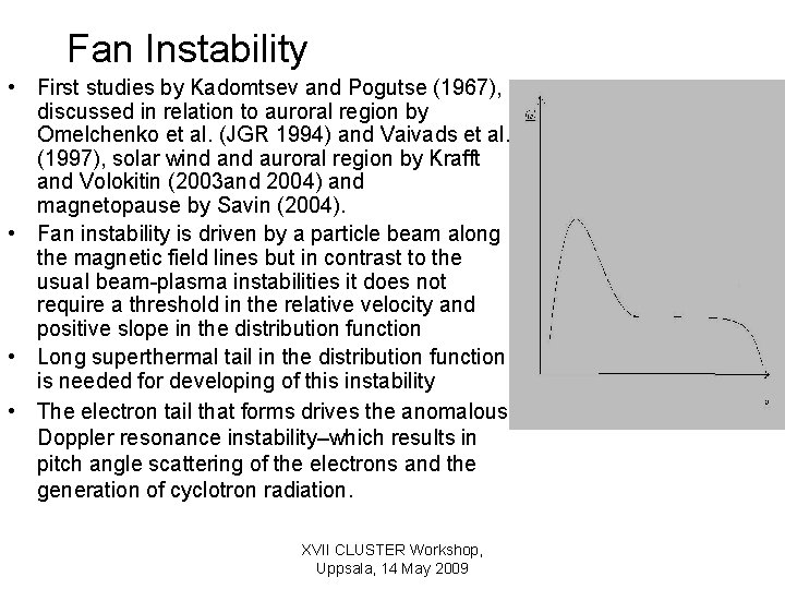 Fan Instability • First studies by Kadomtsev and Pogutse (1967), discussed in relation to