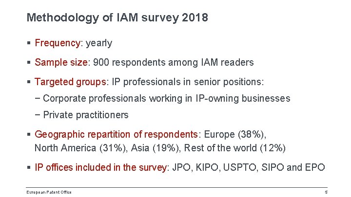 Methodology of IAM survey 2018 § Frequency: yearly § Sample size: 900 respondents among