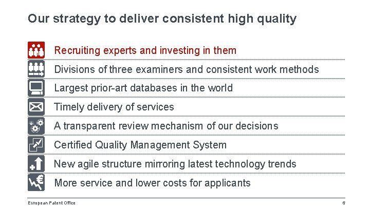 Our strategy to deliver consistent high quality Recruiting experts and investing in them Divisions