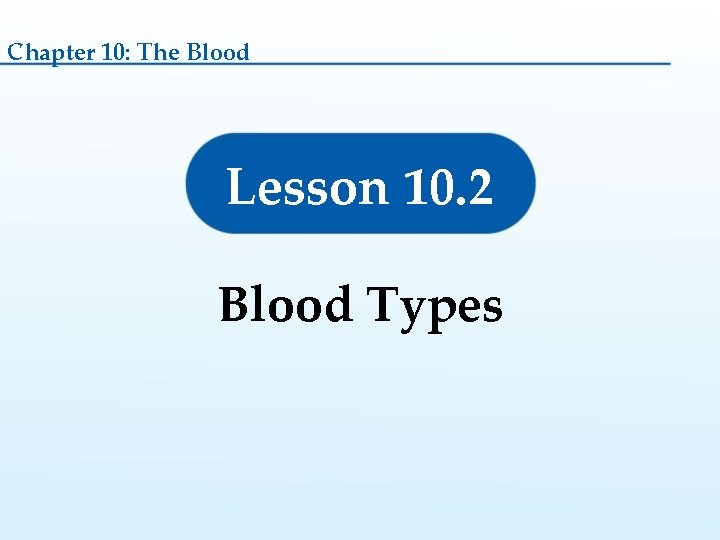 Chapter 10: The Blood Lesson 10. 2 Blood Types 