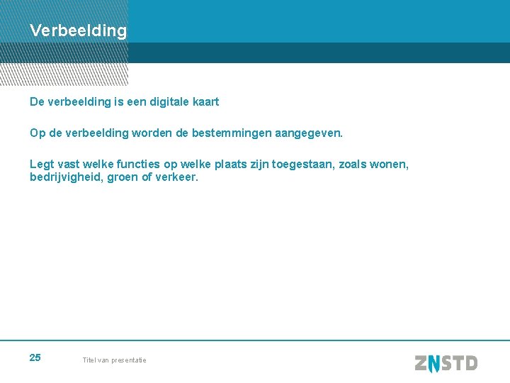 Verbeelding De verbeelding is een digitale kaart Op de verbeelding worden de bestemmingen aangegeven.