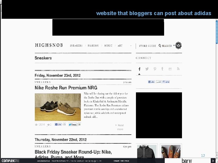 website that bloggers can post about adidas 12 