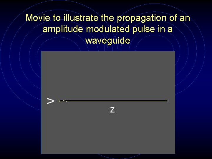 Movie to illustrate the propagation of an amplitude modulated pulse in a waveguide 