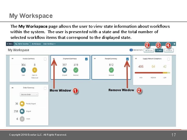 My Workspace The My Workspace page allows the user to view state information about
