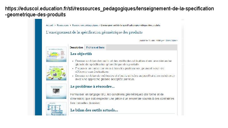 https: //eduscol. education. fr/sti/ressources_pedagogiques/lenseignement-de-la-specification -geometrique-des-produits 