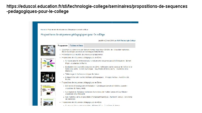 https: //eduscol. education. fr/sti/technologie-college/seminaires/propositions-de-sequences -pedagogiques-pour-le-college 