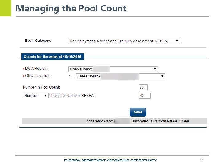 Managing the Pool Count 11 