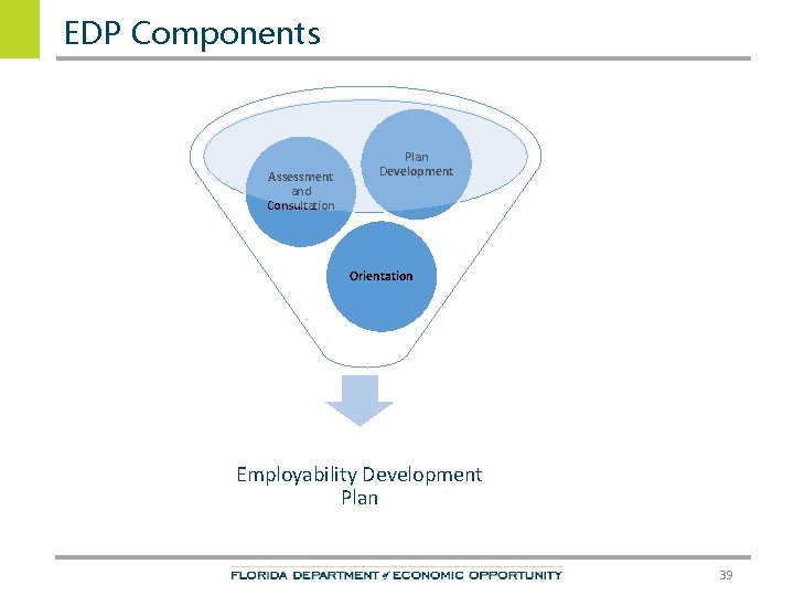 EDP Components Assessment and Consultation Plan Development Orientation Employability Development Plan 39 