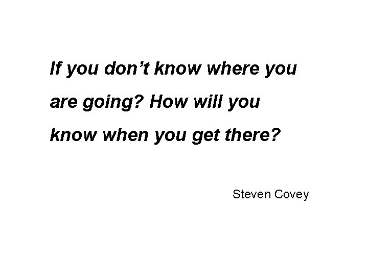 If you don’t know where you are going? How will you know when you
