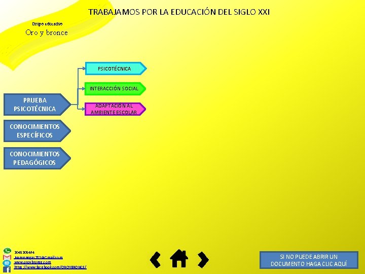 TRABAJAMOS POR LA EDUCACIÓN DEL SIGLO XXI Grupo educativo Oro y bronce PSICOTÉCNICA INTERACCIÓN