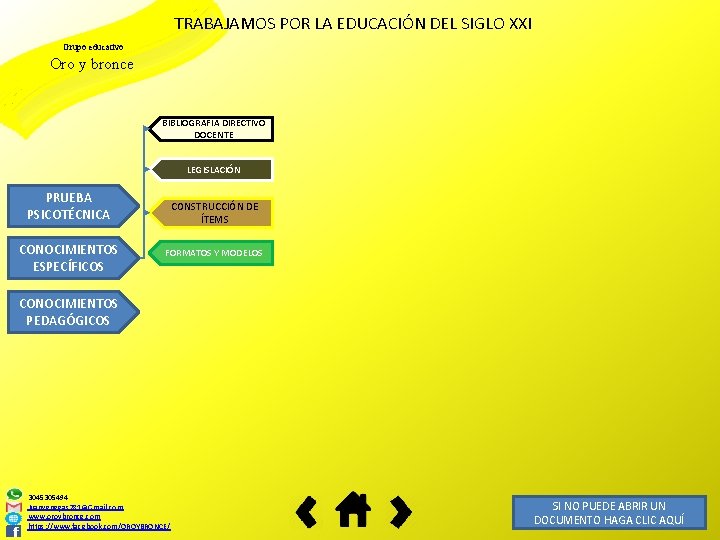 TRABAJAMOS POR LA EDUCACIÓN DEL SIGLO XXI Grupo educativo Oro y bronce BIBLIOGRAFÍA DIRECTIVO