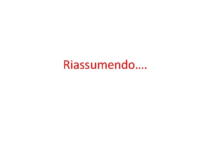 Riassumendo…. 