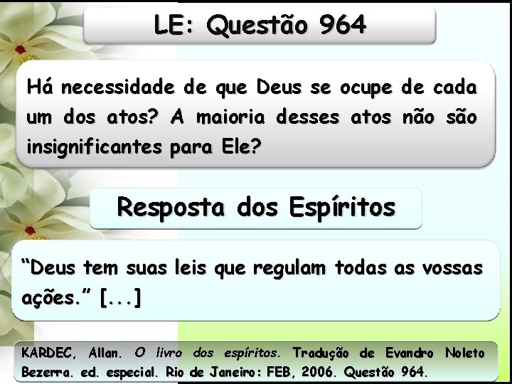 LE: Questão 964 Há necessidade de que Deus se ocupe de cada um dos