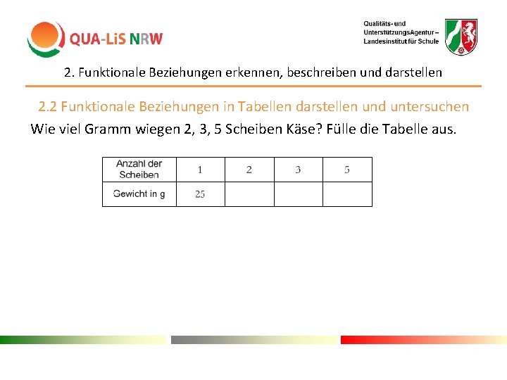 2. Funktionale Beziehungen erkennen, beschreiben und darstellen 2. 2 Funktionale Beziehungen in Tabellen darstellen