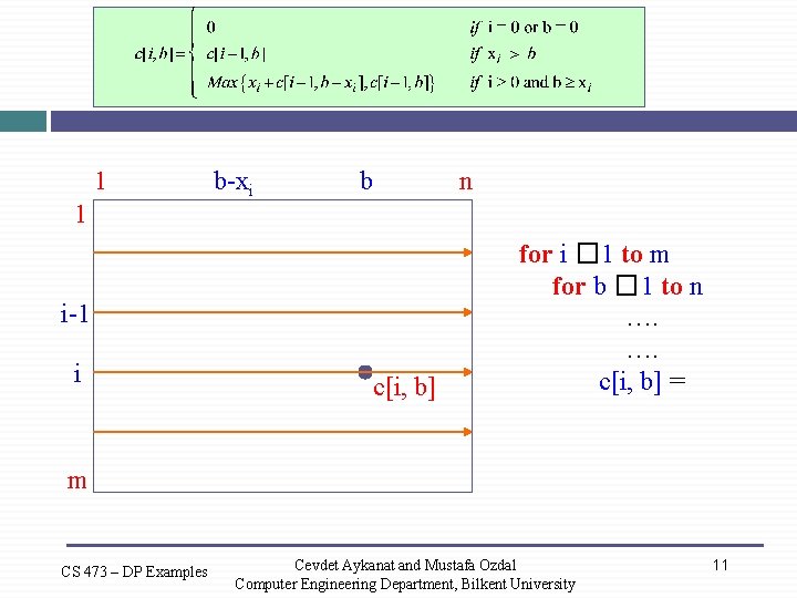 1 1 b-xi b n i-1 i c[i, b] for i � 1 to