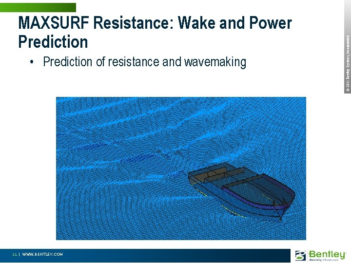  • Prediction of resistance and wavemaking 11 | WWW. BENTLEY. COM © 2011