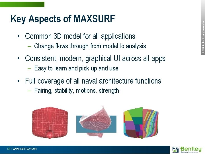  • Common 3 D model for all applications – Change flows through from