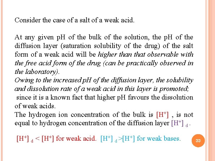 Consider the case of a salt of a weak acid. At any given p.
