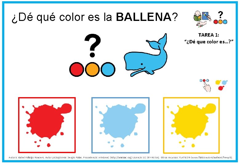 ¿Dé qué color es la BALLENA? TAREA 1: “¿Dé que color es…? ” Autora: