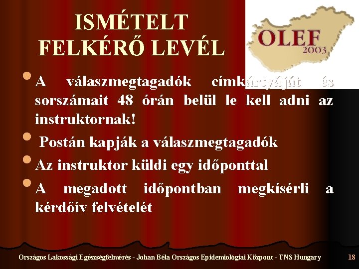 ISMÉTELT FELKÉRŐ LEVÉL • A • • • válaszmegtagadók címkártyáját sorszámait 48 órán belül