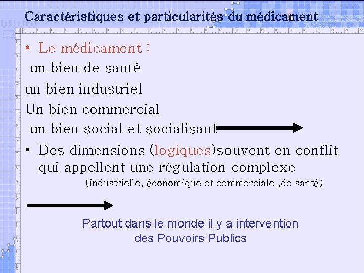 Caractéristiques et particularités du médicament • Le médicament : un bien de santé un