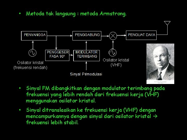 • Metoda tak langsung : metoda Armstrong. Osilator kristal (frekuensi rendah) Osilator kristal • Metoda tak langsung : metoda Armstrong. Osilator kristal (frekuensi rendah) Osilator kristal