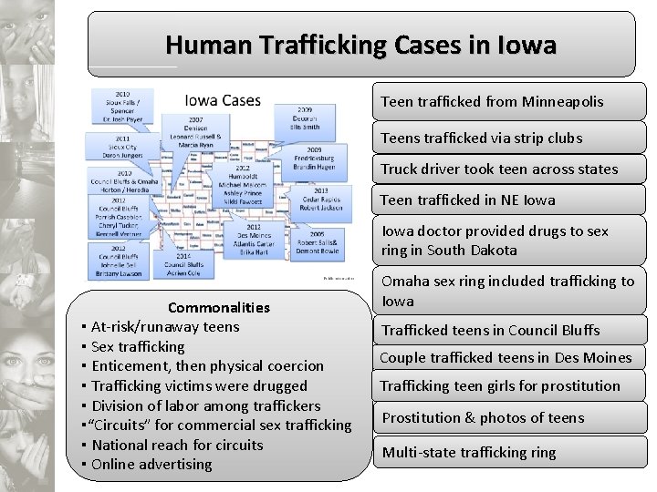 Human Trafficking Cases in Iowa Teen trafficked from Minneapolis Teens trafficked via strip clubs