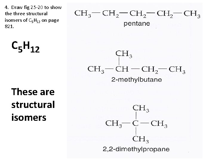 4. Draw fig 25 -20 to show the three structural isomers of C 5