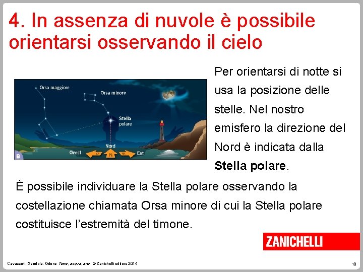 4. In assenza di nuvole è possibile orientarsi osservando il cielo Per orientarsi di