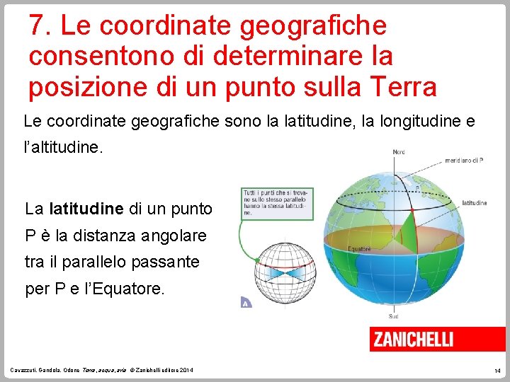 7. Le coordinate geografiche consentono di determinare la posizione di un punto sulla Terra