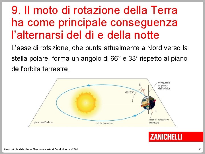 9. Il moto di rotazione della Terra ha come principale conseguenza l’alternarsi del dì