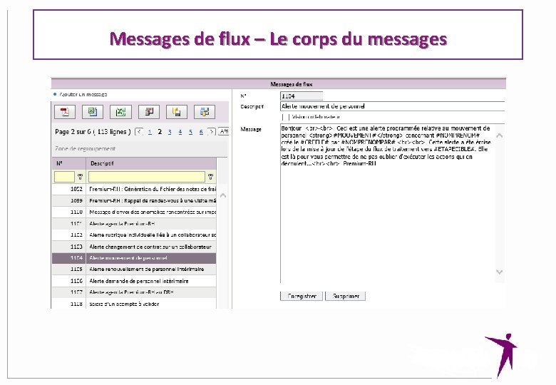 Messages de flux – Le corps du messages 