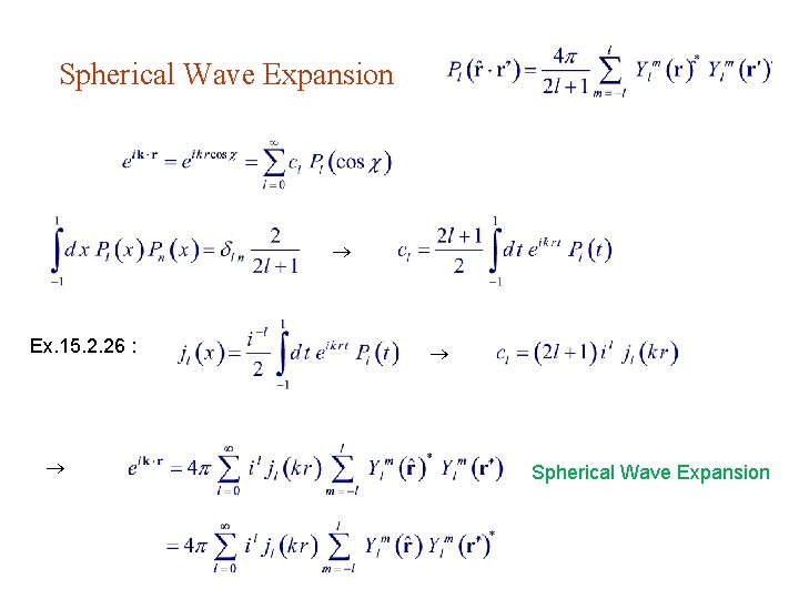 Spherical Wave Expansion Ex. 15. 2. 26 : Spherical Wave Expansion 